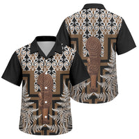 Wahaika New Zealand Family Matching Short Sleeve Bodycon Dress and Hawaiian Shirt Maori Weapon Kowhaiwhai Fern Poutama Motifs LT14 Son's Shirt Brown - Polynesian Pride