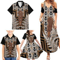 Wahaika New Zealand Family Matching Summer Maxi Dress and Hawaiian Shirt Maori Weapon Kowhaiwhai Fern Poutama Motifs LT14 - Polynesian Pride