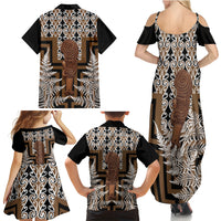 Wahaika New Zealand Family Matching Summer Maxi Dress and Hawaiian Shirt Maori Weapon Kowhaiwhai Fern Poutama Motifs LT14 - Polynesian Pride