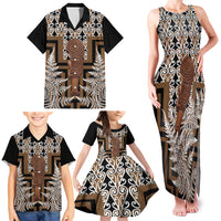 Wahaika New Zealand Family Matching Tank Maxi Dress and Hawaiian Shirt Maori Weapon Kowhaiwhai Fern Poutama Motifs LT14 - Polynesian Pride