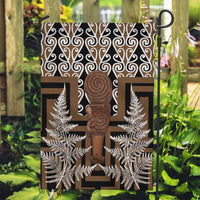 Wahaika New Zealand Garden Flag Maori Weapon Kowhaiwhai Fern Poutama Motifs LT14 Garden Flag Brown - Polynesian Pride