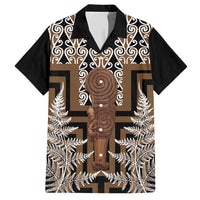 Wahaika New Zealand Hawaiian Shirt Maori Weapon Kowhaiwhai Fern Poutama Motifs LT14 Brown - Polynesian Pride