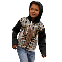 Wahaika New Zealand Kid Hoodie Maori Weapon Kowhaiwhai Fern Poutama Motifs LT14 - Polynesian Pride