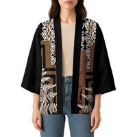Wahaika New Zealand Kimono Maori Weapon Kowhaiwhai Fern Poutama Motifs LT14 - Polynesian Pride
