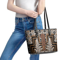 Wahaika New Zealand Leather Tote Bag Maori Weapon Kowhaiwhai Fern Poutama Motifs LT14 - Polynesian Pride