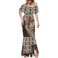 Wahaika New Zealand Mermaid Dress Maori Weapon Kowhaiwhai Fern Poutama Motifs LT14 - Polynesian Pride