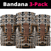 Wahaika New Zealand Neck Gaiter Maori Weapon Kowhaiwhai Fern Poutama Motifs LT14 package One Size: 25*50cm Brown - Polynesian Pride