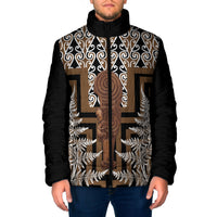Wahaika New Zealand Padded Jacket Maori Weapon Kowhaiwhai Fern Poutama Motifs LT14 Men Brown - Polynesian Pride