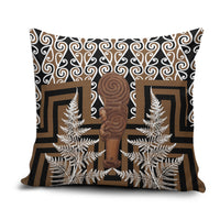 Wahaika New Zealand Pillow Cover Maori Weapon Kowhaiwhai Fern Poutama Motifs LT14 Brown - Polynesian Pride