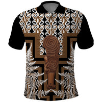 Wahaika New Zealand Polo Shirt Maori Weapon Kowhaiwhai Fern Poutama Motifs LT14 Brown - Polynesian Pride