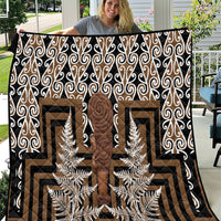 Wahaika New Zealand Quilt Maori Weapon Kowhaiwhai Fern Poutama Motifs LT14 Brown - Polynesian Pride