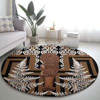 Wahaika New Zealand Round Carpet Maori Weapon Kowhaiwhai Fern Poutama Motifs LT14 - Polynesian Pride