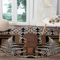Wahaika New Zealand Round Carpet Maori Weapon Kowhaiwhai Fern Poutama Motifs LT14 - Polynesian Pride