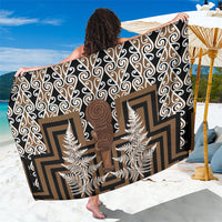 Wahaika New Zealand Sarong Maori Weapon Kowhaiwhai Fern Poutama Motifs LT14 One Size 44 x 66 inches Brown - Polynesian Pride
