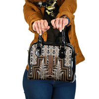 Wahaika New Zealand Shoulder Handbag Maori Weapon Kowhaiwhai Fern Poutama Motifs LT14 One Size Brown - Polynesian Pride