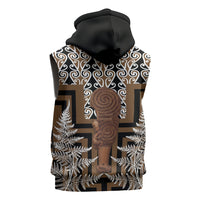 Wahaika New Zealand Sleeveless Hoodie Maori Weapon Kowhaiwhai Fern Poutama Motifs LT14 - Polynesian Pride