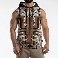 Wahaika New Zealand Sleeveless Zip Hoodie Maori Weapon Kowhaiwhai Fern Poutama Motifs LT14 - Polynesian Pride