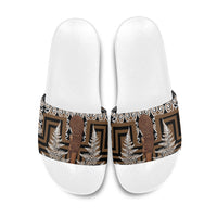 Wahaika New Zealand Slide Sandals Maori Weapon Kowhaiwhai Fern Poutama Motifs LT14 Brown - Polynesian Pride