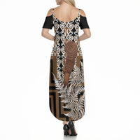 Wahaika New Zealand Summer Maxi Dress Maori Weapon Kowhaiwhai Fern Poutama Motifs LT14 - Polynesian Pride