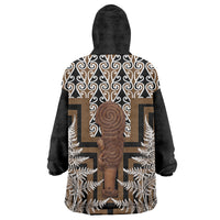 Wahaika New Zealand Wearable Blanket Hoodie Maori Weapon Kowhaiwhai Fern Poutama Motifs LT14 - Polynesian Pride