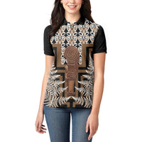 Wahaika New Zealand Women Polo Shirt Maori Weapon Kowhaiwhai Fern Poutama Motifs LT14 - Polynesian Pride