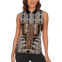 Wahaika New Zealand Women Sleeveless Polo Shirt Maori Weapon Kowhaiwhai Fern Poutama Motifs LT14 - Polynesian Pride