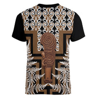 Wahaika New Zealand Women V-Neck T-Shirt Maori Weapon Kowhaiwhai Fern Poutama Motifs LT14 - Polynesian Pride
