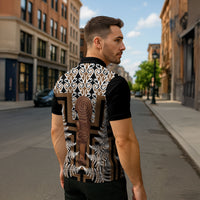 Wahaika New Zealand Zipper Polo Shirt Maori Weapon Kowhaiwhai Fern Poutama Motifs LT14 - Polynesian Pride