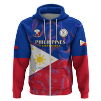 Custom Philippines Football Hoodie 2023 World Cup Go Filipinas Feather Flag Version LT14 Zip Hoodie Blue - Polynesian Pride