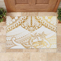White and Gold Polynesia Rubber Doormat Plumeria Tattoo With Polynesian Pattern