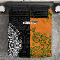 Custom Fiji And Australia Rugby Bedding Set Fijian Tapa Pattern With Aussie Aboriginal Art LT14 Black - Polynesian Pride