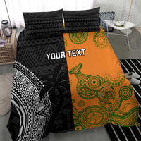 Custom Fiji And Australia Rugby Bedding Set Fijian Tapa Pattern With Aussie Aboriginal Art LT14 - Polynesian Pride