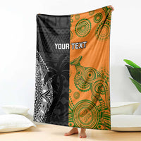 Custom Fiji And Australia Rugby Blanket Fijian Tapa Pattern With Aussie Aboriginal Art LT14 - Polynesian Pride