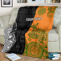 Custom Fiji And Australia Rugby Blanket Fijian Tapa Pattern With Aussie Aboriginal Art LT14 - Polynesian Pride