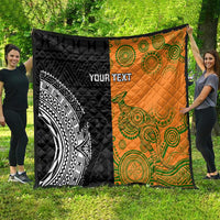 Custom Fiji And Australia Rugby Quilt Fijian Tapa Pattern With Aussie Aboriginal Art LT14 - Polynesian Pride