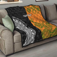 Custom Fiji And Australia Rugby Quilt Fijian Tapa Pattern With Aussie Aboriginal Art LT14 - Polynesian Pride