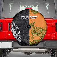 Custom Fiji And Australia Rugby Spare Tire Cover Fijian Tapa Pattern With Aussie Aboriginal Art LT14 - Polynesian Pride
