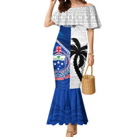 Fiji And Samoa Rugby Mermaid Dress 2023 World Cup Samoan Mix Tapa Pattern LT14 Women Blue - Polynesian Pride