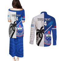 Custom Fiji And Samoa Rugby Couples Matching Puletasi Dress and Long Sleeve Button Shirts 2023 World Cup Samoan Mix Tapa Pattern LT14 - Polynesian Pride