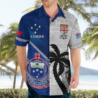 Custom Fiji And Samoa Rugby Hawaiian Shirt 2023 World Cup Samoan Mix Tapa Pattern LT14 - Polynesian Pride
