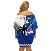 Custom Fiji And Samoa Rugby Off Shoulder Short Dress 2023 World Cup Samoan Mix Tapa Pattern LT14 - Polynesian Pride