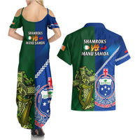 Samoa And Ireland Rugby Couples Matching Summer Maxi Dress and Hawaiian Shirt 2023 World Cup Manu Samoa With Shamrocks LT14 - Polynesian Pride