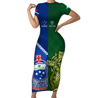 samoa-and-ireland-rugby-family-matching-short-sleeve-bodycon-dress-and-hawaiian-shirt-2023-world-cup-manu-samoa-with-shamrocks