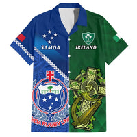 Samoa And Ireland Rugby Hawaiian Shirt 2023 World Cup Manu Samoa With Shamrocks LT14 Blue - Polynesian Pride