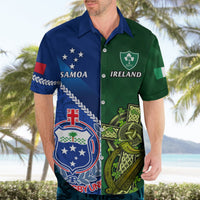 Samoa And Ireland Rugby Hawaiian Shirt 2023 World Cup Manu Samoa With Shamrocks LT14 - Polynesian Pride