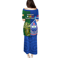 Samoa And Ireland Rugby Puletasi 2023 World Cup Manu Samoa With Shamrocks LT14 - Polynesian Pride