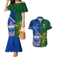 Custom Samoa And Ireland Rugby Couples Matching Mermaid Dress and Hawaiian Shirt 2023 World Cup Manu Samoa With Shamrocks LT14 Blue - Polynesian Pride