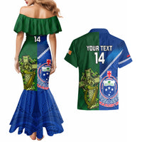 Custom Samoa And Ireland Rugby Couples Matching Mermaid Dress and Hawaiian Shirt 2023 World Cup Manu Samoa With Shamrocks LT14 - Polynesian Pride