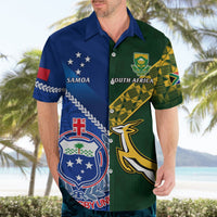 Samoa And South Africa Rugby Hawaiian Shirt 2023 World Cup Manu Samoa With Springboks LT14 - Polynesian Pride
