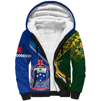 Samoa And South Africa Rugby Sherpa Hoodie 2023 World Cup Manu Samoa With Springboks LT14 Unisex Blue - Polynesian Pride